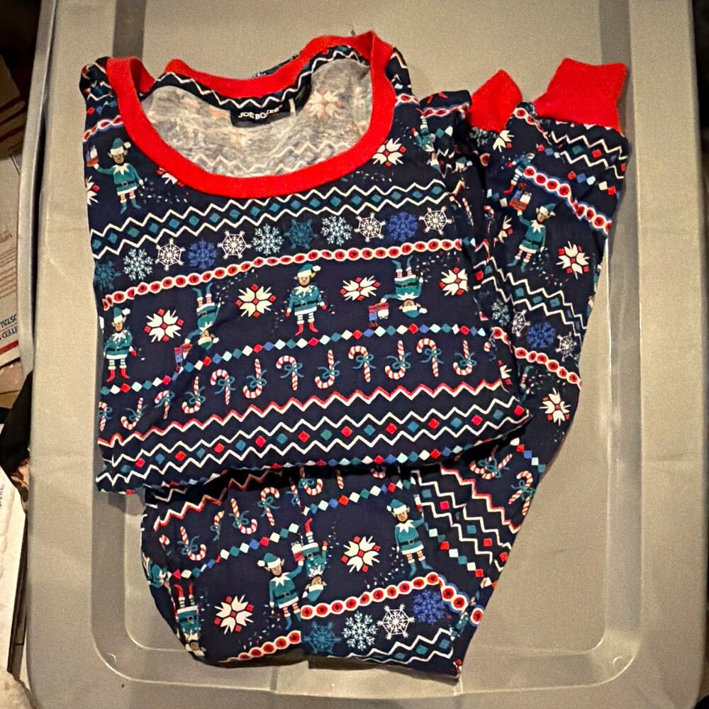 Womens Joe Boxer Holiday Elf Fair Isle 2pc PJ Set Size L B5